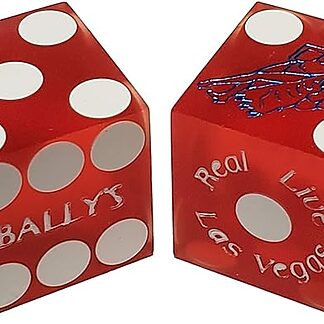 Pair (2) of Official 19mm Casino Dice Used at Bally's Casino Red
