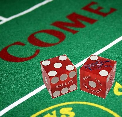 Pair (2) of Official 19mm Casino Dice Used at Bally's Casino Red - Image 2