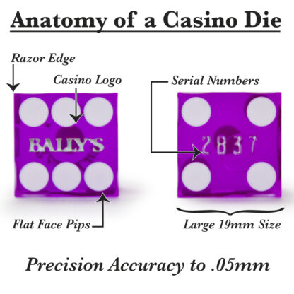 Pair (2) of Official 19mm Casino Dice Used at Bally's Casino - Image 5