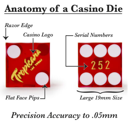 Pair (2) of Official 19mm Dice Used at Tropicana Casinos - Image 4