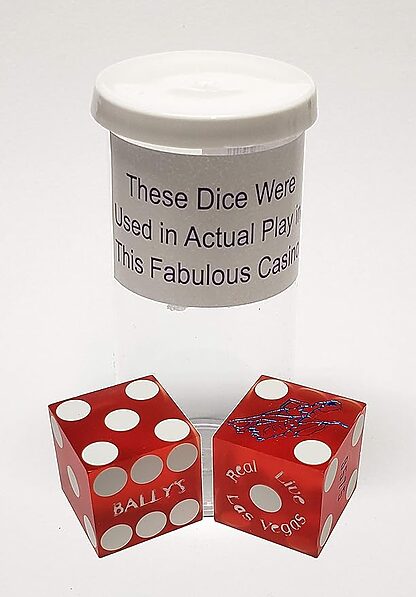 Pair (2) of Official 19mm Casino Dice Used at Bally's Casino Red - Image 3