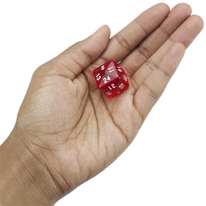 24 Sided Translucent Red with White Numbers Polyhedral Dice - Image 3
