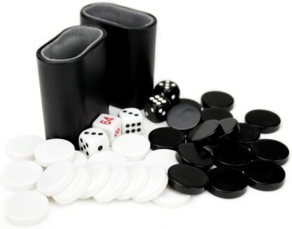 Deluxe 15-Inch Backgammon Set with Stitched Black Leatherette Case - Image 5