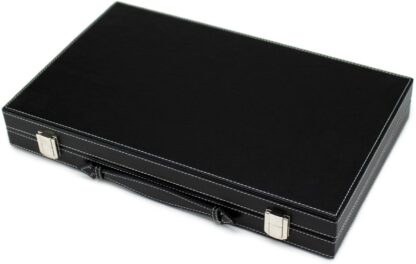 Deluxe 15-Inch Backgammon Set with Stitched Black Leatherette Case - Image 2