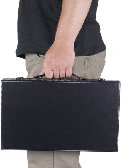 Deluxe 15-Inch Backgammon Set with Stitched Black Leatherette Case - Image 4