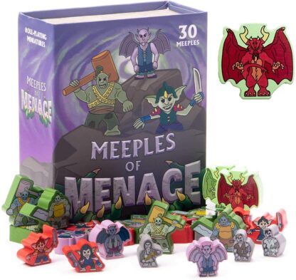 IMG Meeples of Menace Wooden Game Pieces - Set of 30 Assorted Meeple Characters!