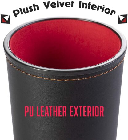 Bullseye Game Night, 25 Dice and 5 Dice Cups, Black/Red - Image 4