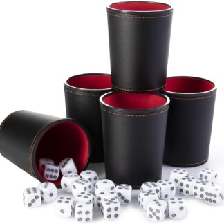 Bullseye Game Night, 25 Dice and 5 Dice Cups, Black/Red