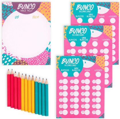 Bunco: A Very Social Game | 12-Player Party Dice Game | Includes Dice, Scorecards, Pencils, Bell, & Squishy Traveling Jewel - Image 2