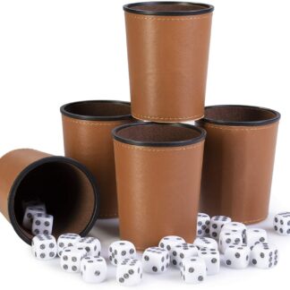 Bullseye Game Night, 25 Dice and 5 Dice Cups, Brown/Brown