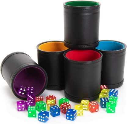 Professional Dice Cups Game Night Pack, Assorted Colors 5-pk…