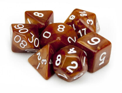 7 Die Polyhedral Dice Set In Velvet Pouch - Copper Sands - Image 4
