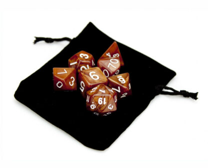7 Die Polyhedral Dice Set In Velvet Pouch - Copper Sands - Image 3