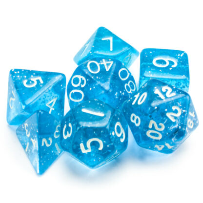 7 Die Polyhedral Set In Velvet Pouch, Diamond Dust - Image 3