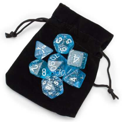 7 Die Polyhedral Set In Velvet Pouch, Diamond Dust - Image 2