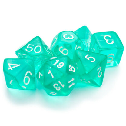 7 Die Polyhedral Set In Velvet Pouch, Cloud Drop - Image 3