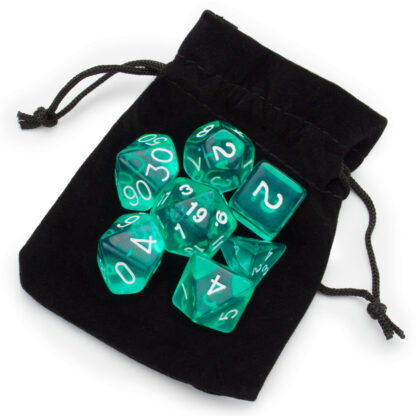 7 Die Polyhedral Set In Velvet Pouch, Cloud Drop - Image 4