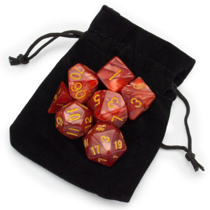7 Die Polyhedral Set In Velvet Pouch, Dragon Scales - Image 2