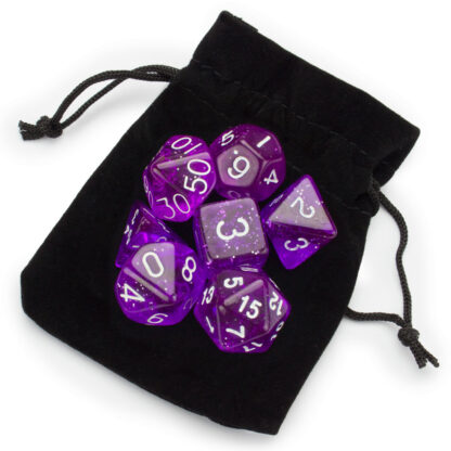 7 Die Polyhedral Set In Velvet Pouch, Arcane Aura - Image 4