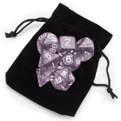 7 Die Polyhedral Set In Velvet Pouch, Drowskin - Image 2