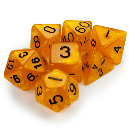 7 Die Polyhedral Set In Velvet Pouch, Dwarven Brandy - Image 3