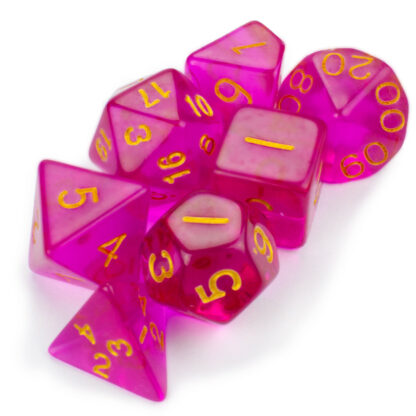 7 Die Polyhedral Set In Velvet Pouch, Faerie Fire - Image 2