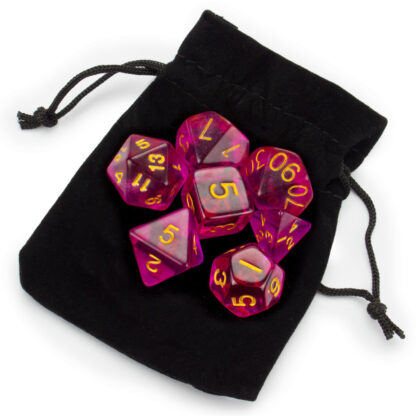 7 Die Polyhedral Set In Velvet Pouch, Faerie Fire - Image 3