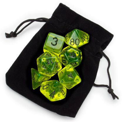 7 Die Polyhedral Set In Velvet Pouch, Boiled Bile - Image 4