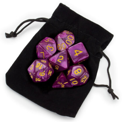 7 Die Polyhedral Set In Velvet Pouch, Abyssal Mist - Image 3