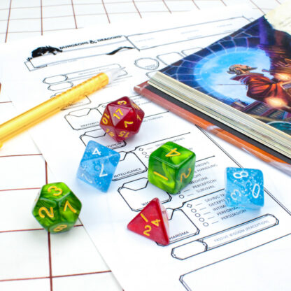 7 Die Polyhedral Set In Velvet Pouch, Drowskin - Image 6