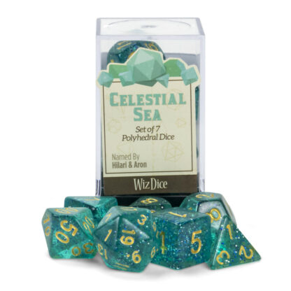 Set Of 7 Polyhedral Dice, Celestial Sea - Image 4