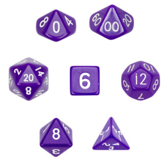7 Die Polyhedral Dice Set In Velvet Pouch-Opaque Purple