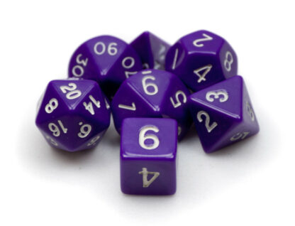 7 Die Polyhedral Dice Set In Velvet Pouch-Opaque Purple - Image 3
