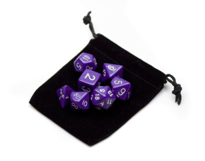 7 Die Polyhedral Dice Set In Velvet Pouch-Opaque Purple - Image 4