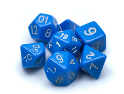 7 Die Polyhedral Dice Set In Velvet Pouch- Opaque Blue - Image 2