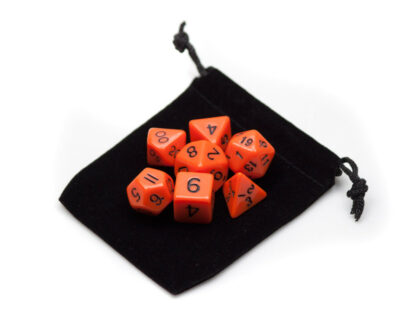 7 Die Polyhedral Dice Set In Velvet Pouch- Opaque Orange - Image 3