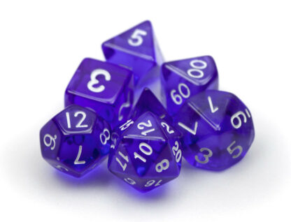 7 Die Polyhedral Dice Set In Velvet Pouch-Translucent Purple - Image 3