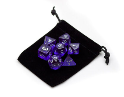 7 Die Polyhedral Dice Set In Velvet Pouch-Translucent Purple - Image 4