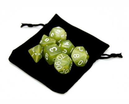 7 Die Polyhedral Dice Set In Velvet Pouch - Serpent - Image 3