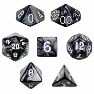 7 Die Polyhedral Dice Set In Velvet Pouch - Smoke