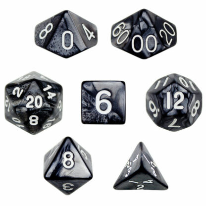 7 Die Polyhedral Dice Set In Velvet Pouch - Smoke