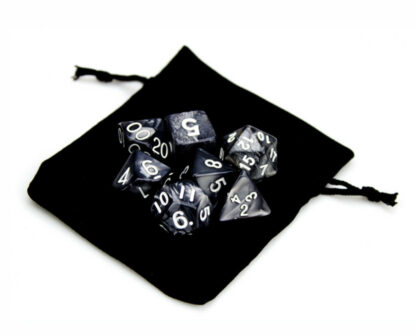 7 Die Polyhedral Dice Set In Velvet Pouch - Smoke - Image 3