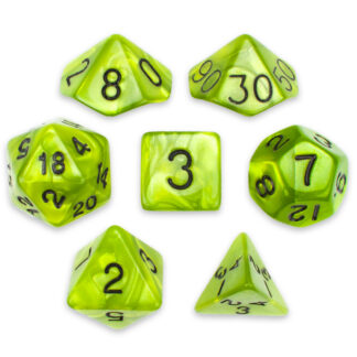 7 Die Polyhedral Set In Velvet Pouch, Swamp Ooze