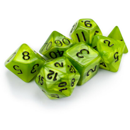 7 Die Polyhedral Set In Velvet Pouch, Swamp Ooze - Image 2