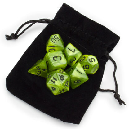 7 Die Polyhedral Set In Velvet Pouch, Swamp Ooze - Image 3