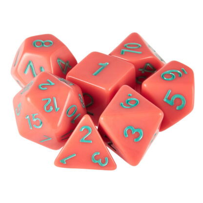 Set Of 7 Dice - Poisoned Apple - Solid Red With Green Paint - Image 2