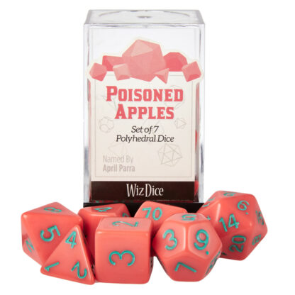Set Of 7 Dice - Poisoned Apple - Solid Red With Green Paint - Image 5