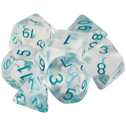 Set Of 7 Dice - Northwind Breeze - Clear With Blue Paint - Image 2