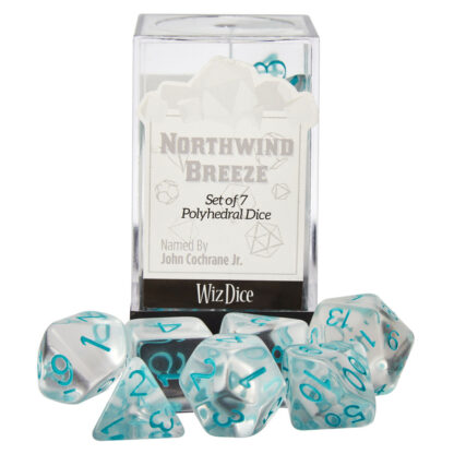 Set Of 7 Dice - Northwind Breeze - Clear With Blue Paint - Image 5