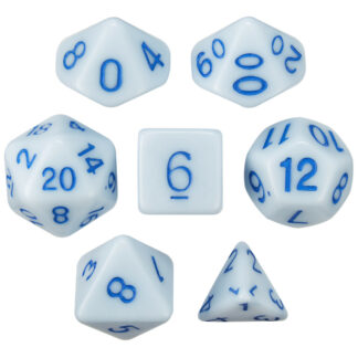 Set Of 7 Dice - Frostbourne - Solid Blue With Blue Paint